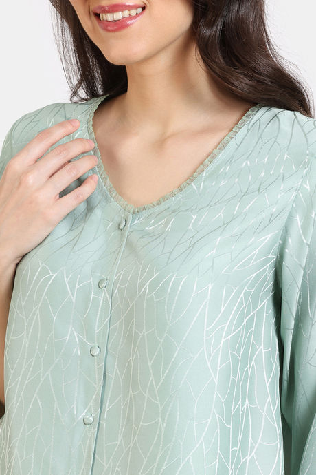 Zivame Coral Glaze Woven Pyjama Set - Granite Green — image 5